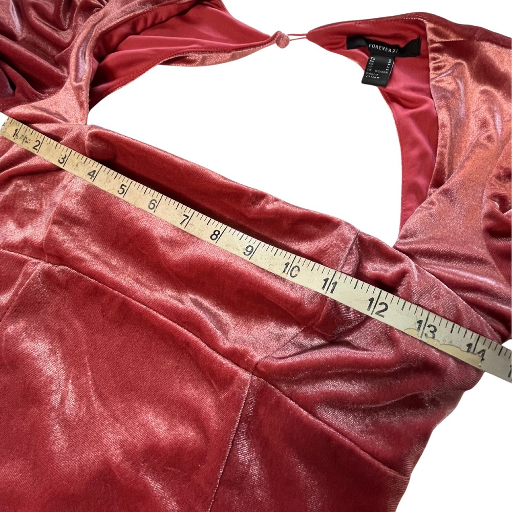 Forever 21 Pink Velour Mini Dress M Sweetheart Babydoll Milkmaid Whimsigoth Punk - Picture 7 of 16